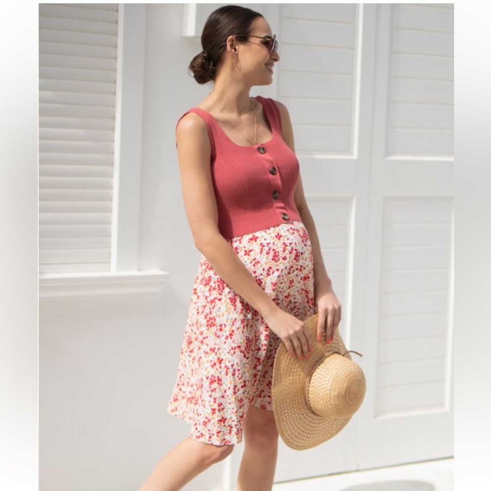 Seraphine Pink and White Floral Mini Dress